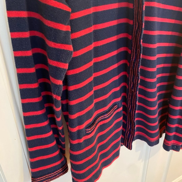 J.Crew sweater, size small - red and blue metallic stripe - Picture 2 of 3